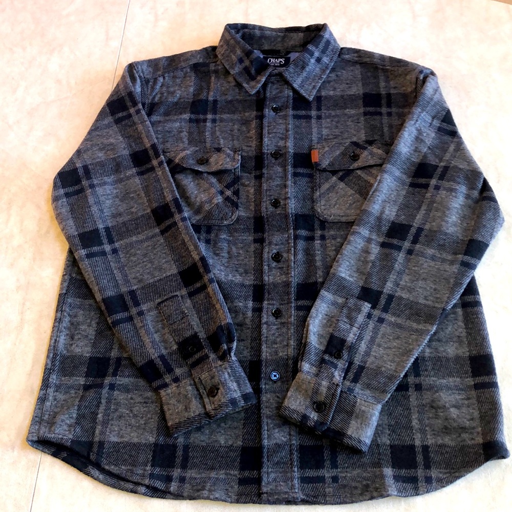 Chaps Men's Long Sleeve Lakeland Stretch Flannel Knit Fleece Shirt Regular Fit M - Picture 14 of 14